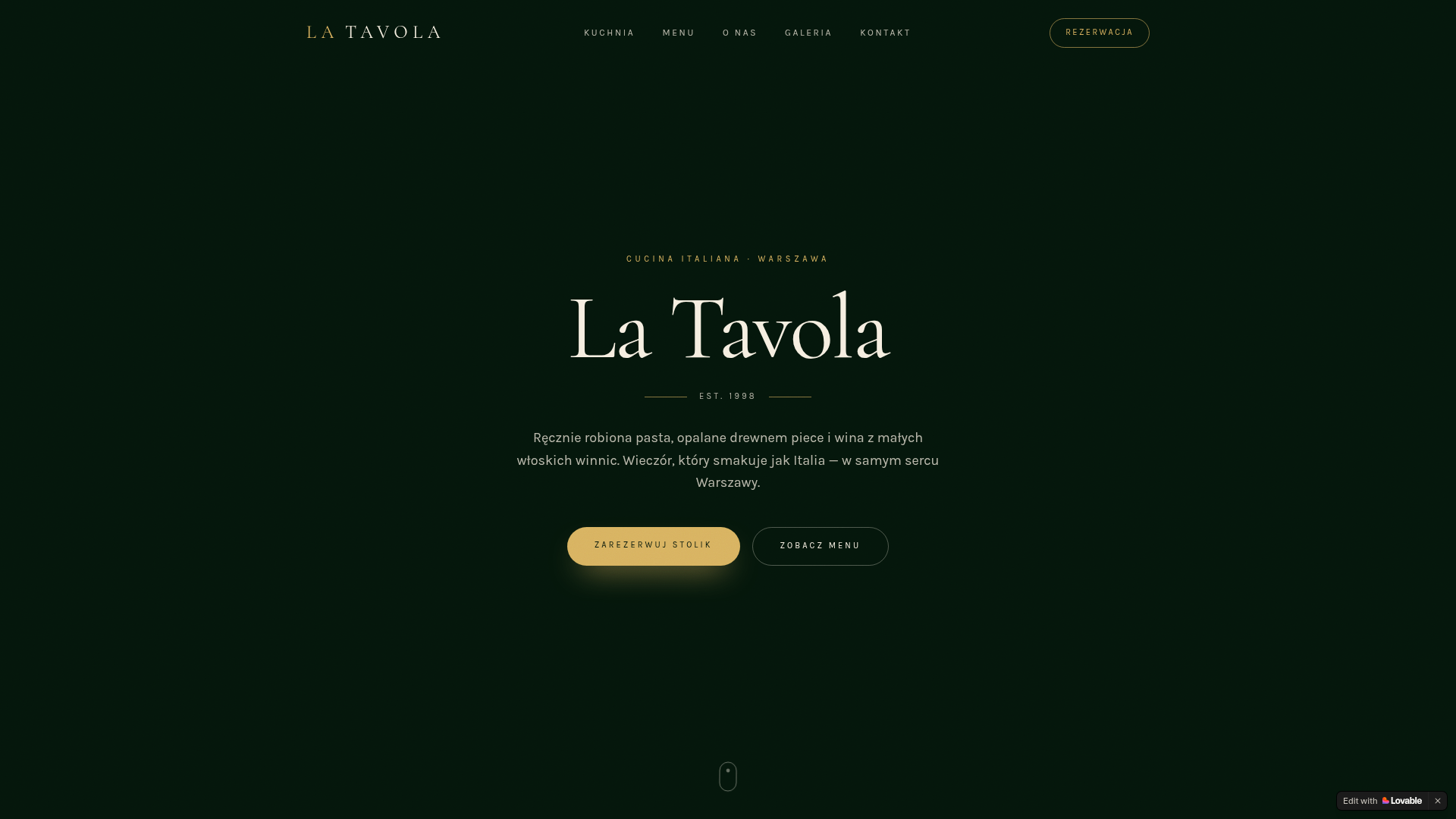 Mockup strony Tavola